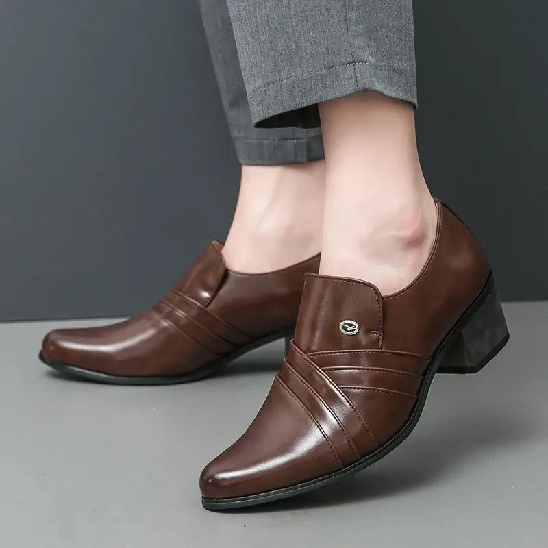 Men's Pointed Leather Height-Increase Business Dress Shoes