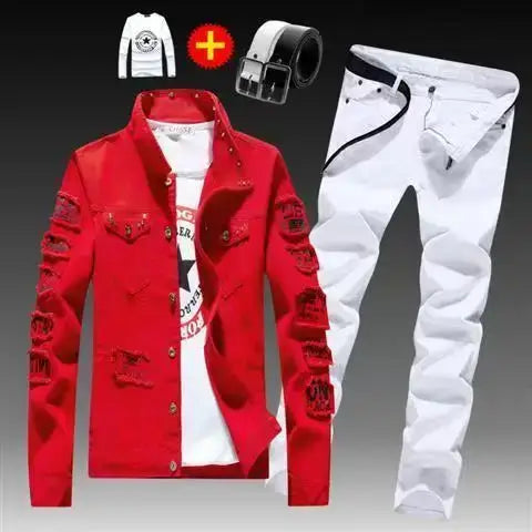Men's Slim Denim Jacket and Jeans Two-Piece Set