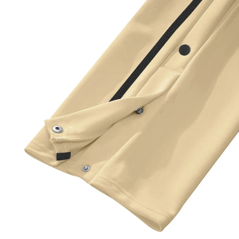 Men's Loose Solid Patchwork Side Button Straight Trousers