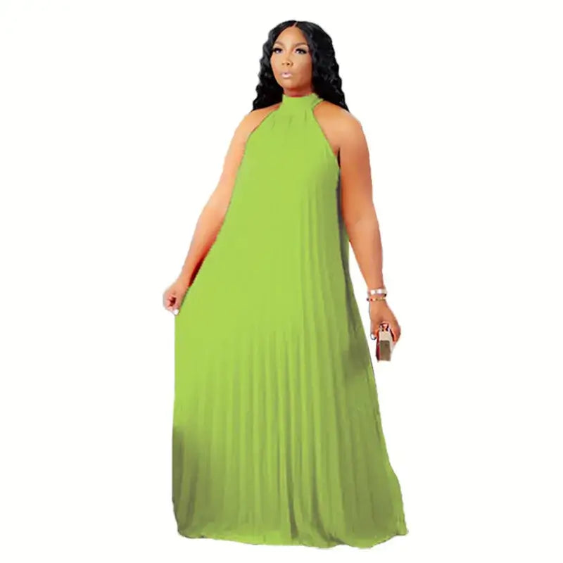 Women's Plus-Size Halter Hollow Split A-Line Bandage Maxi Dress
