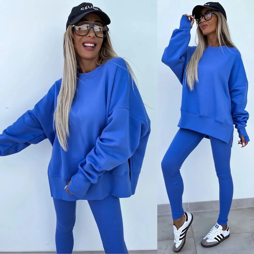 Women's Loose Shirt and Tight Pants Two-Piece Set