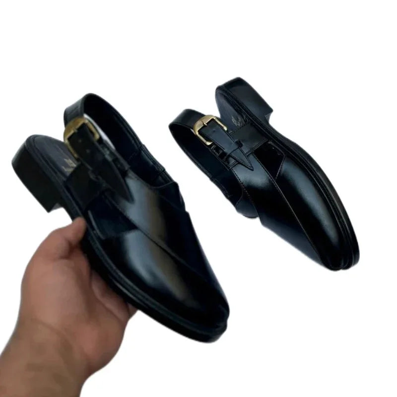 Men's Brown Buckle Strap Dress Sandals
