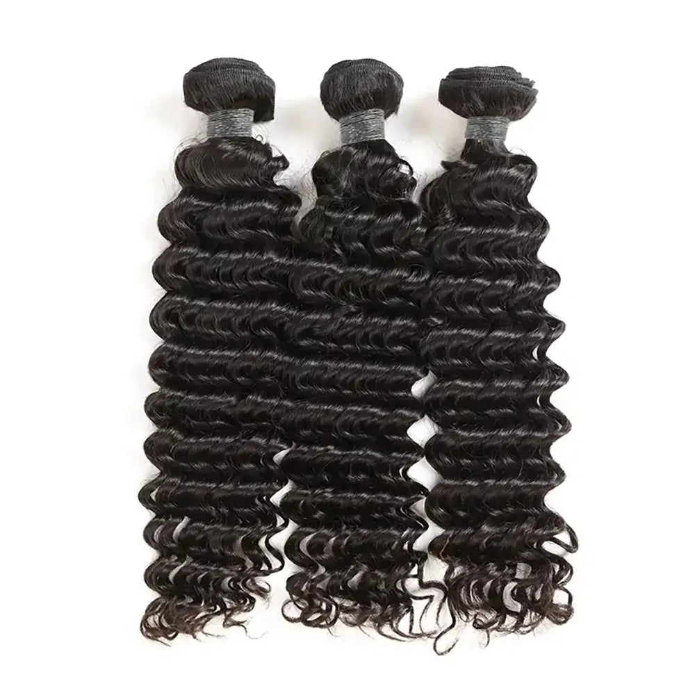 40 Inch Deep Wave Brazilian Human Hair Bundles 3/4 PCS Natural Black Unprocessed Remy Hair Extensions Weave Bundles Soft Silky