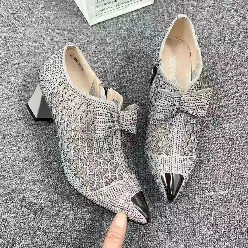 Women's Rhinestone Hollow High Heel Dance Shoes