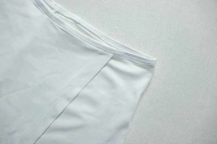Women's White Hollow Halter Backless Top and Irregular Mini Skirt Set