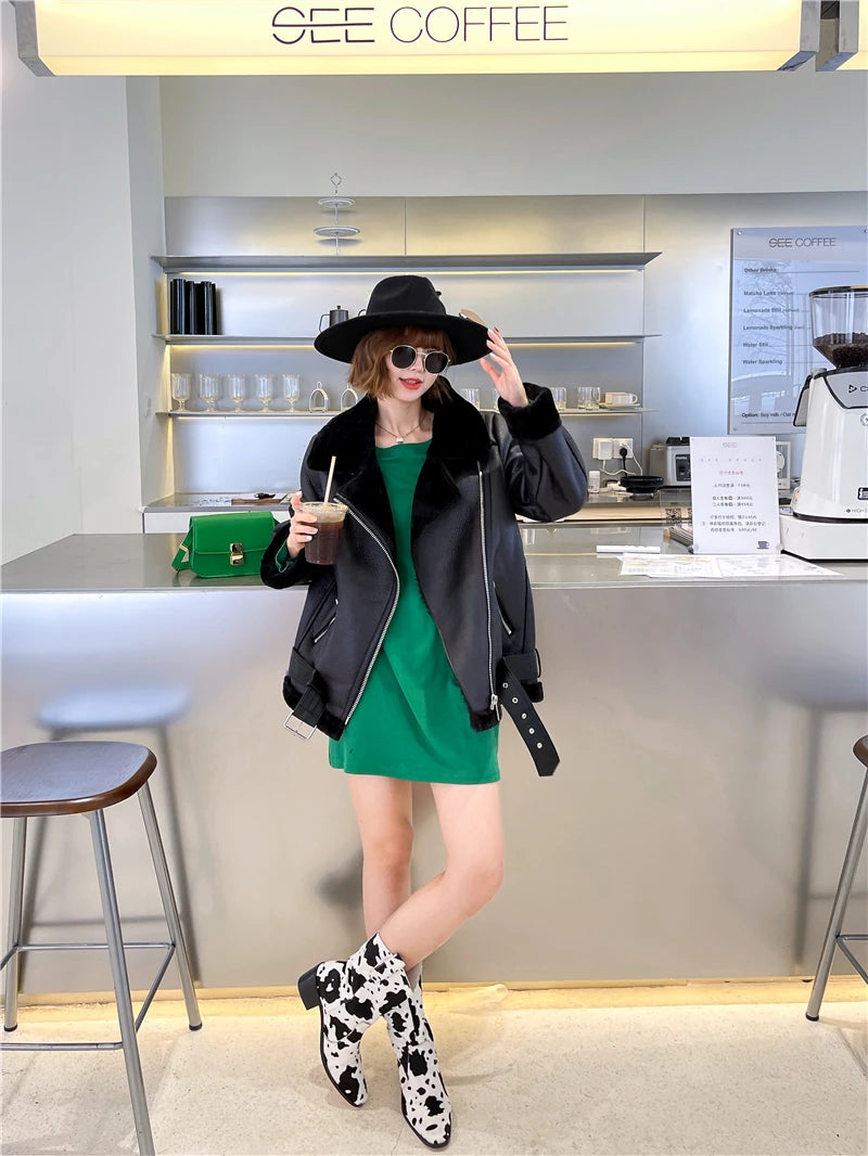 Women's Extra-Thick Faux Fur Lamb Rider Jacket
