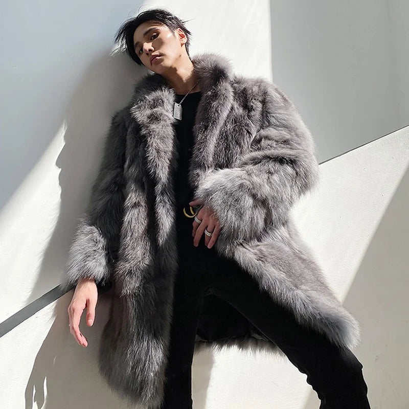Men's Thick Faux Fur Lapel Parka Windbreaker