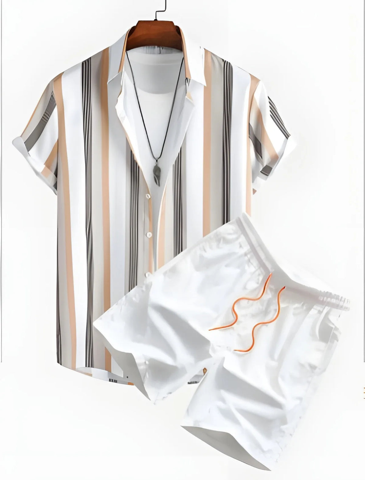 Men's Coconut Print Shirt and Shorts Two-Piece Set