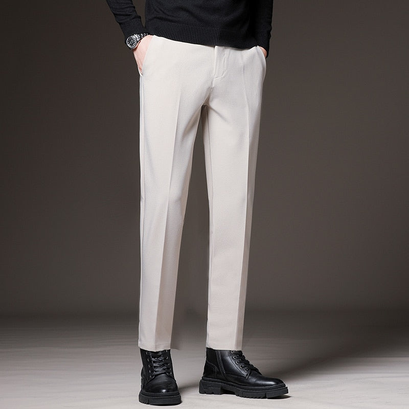 Men's Slim Elastic-Waist Business Suit Pants, Sizes 27-42