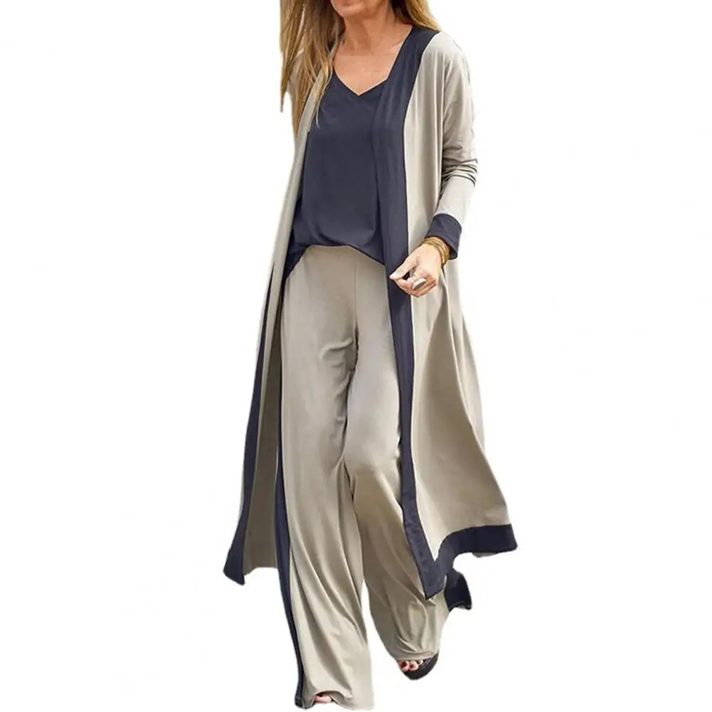 Women's 3-Piece Fall Spaghetti Strap Cardigan Vest Coat Pants Set
