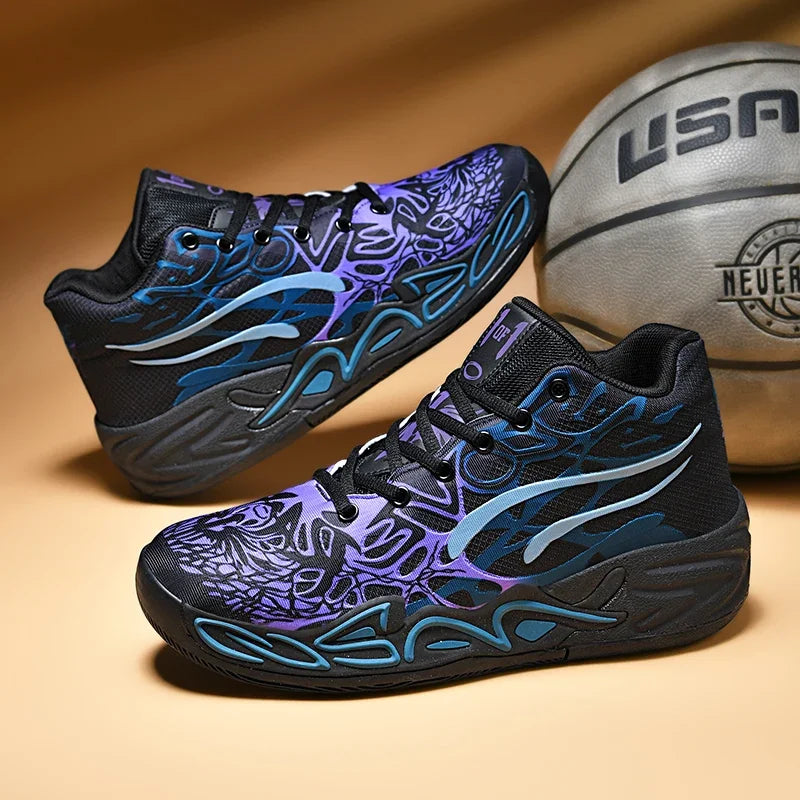 Men's High-Top Non-Slip Lace-Up Basketball Training Sneakers