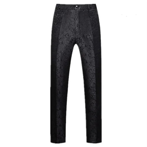 Men's Jacquard Wedding Party Groom Dress Suit Pants