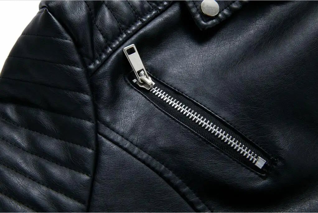 Women's Faux Leather Zipper Biker Jacket