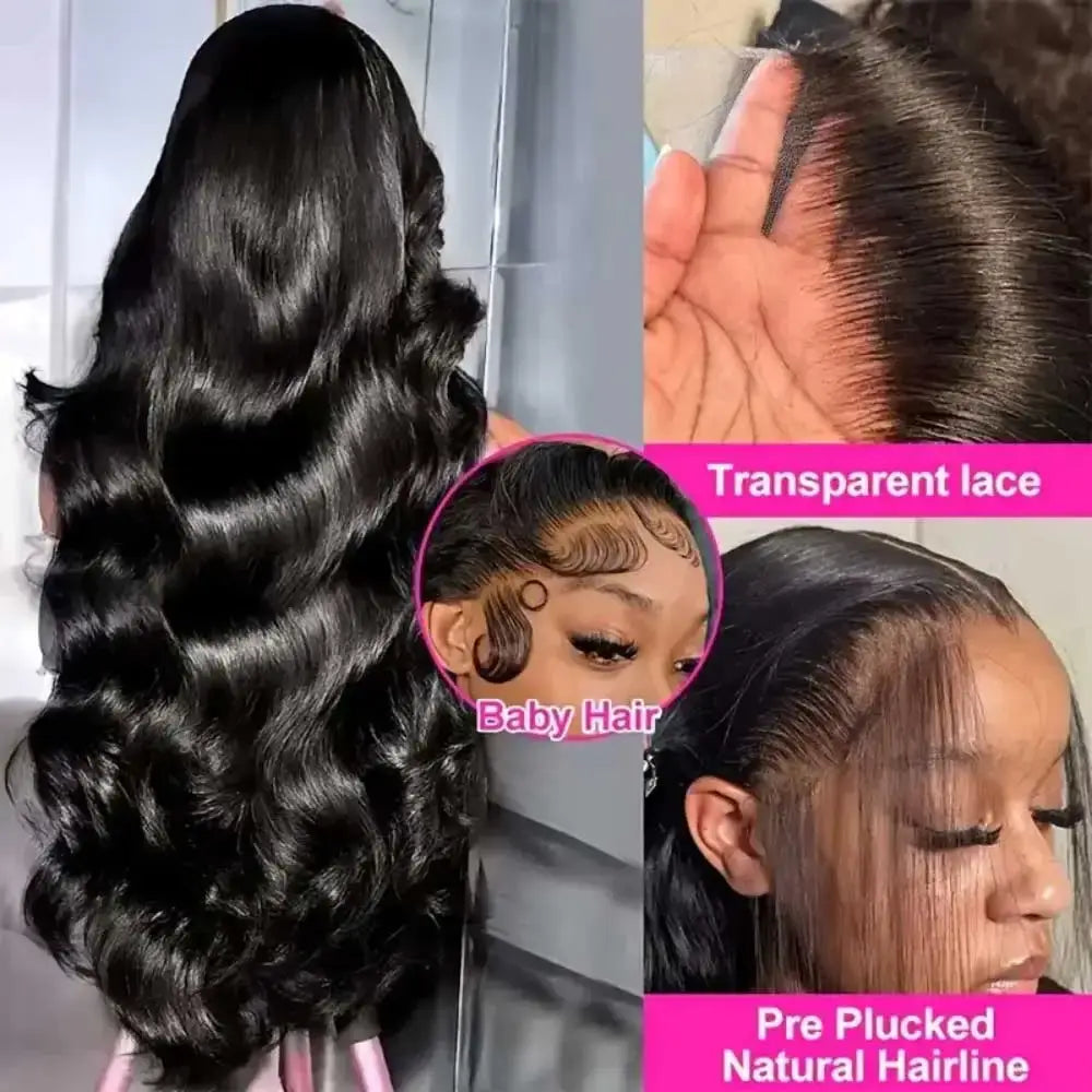 Raw Indian Body Wave 250% Density 40 42 inch 13x6 HD Lace Front Human Hair Wigs 13x4 Frontal Wigs Women Glueless Closure Wigs showing elegant long waves and transparent lace.