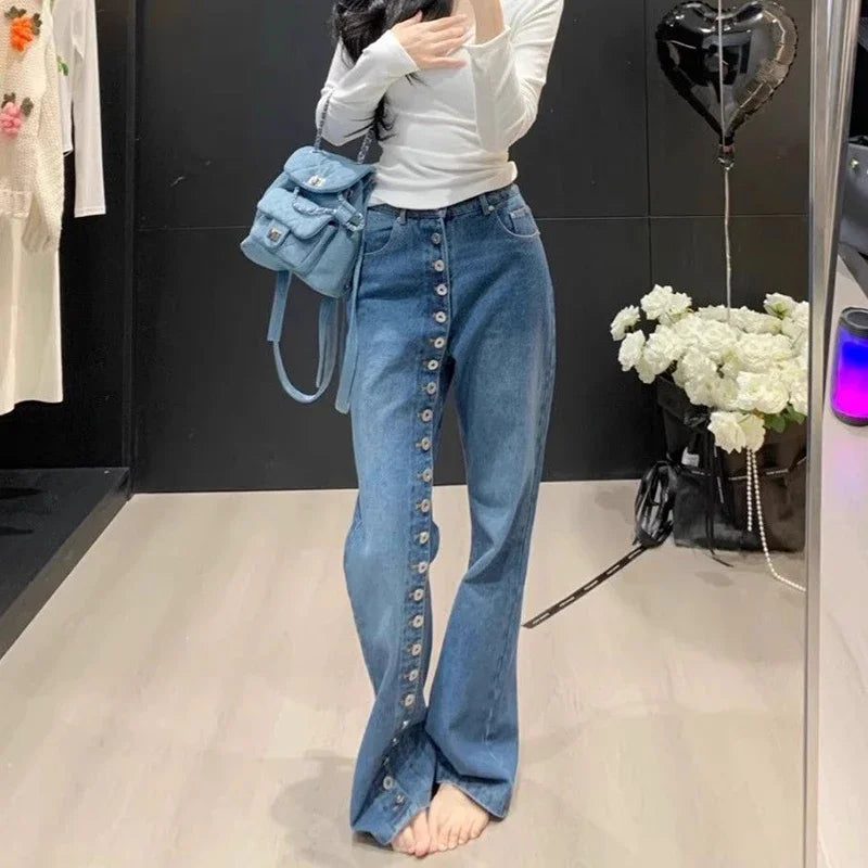 Women's High Waist Straight Loose Jeans