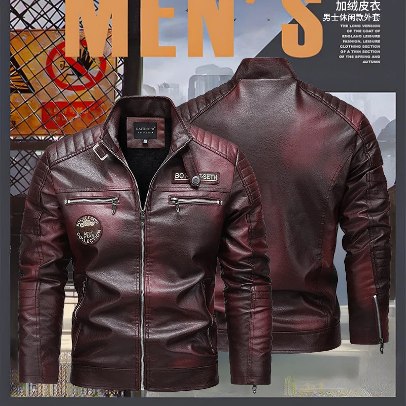 Men's Winter Motorcycle Leather Jacket