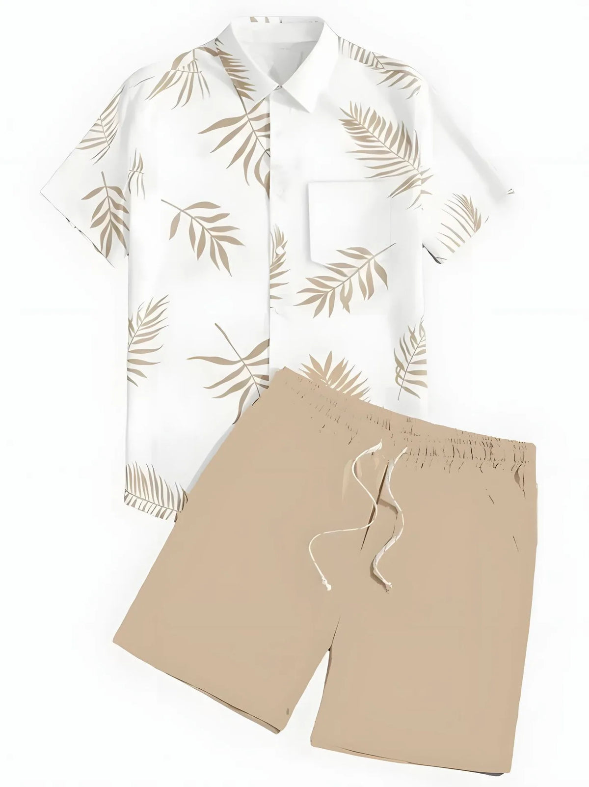Men's Coconut Print Shirt and Shorts Two-Piece Set