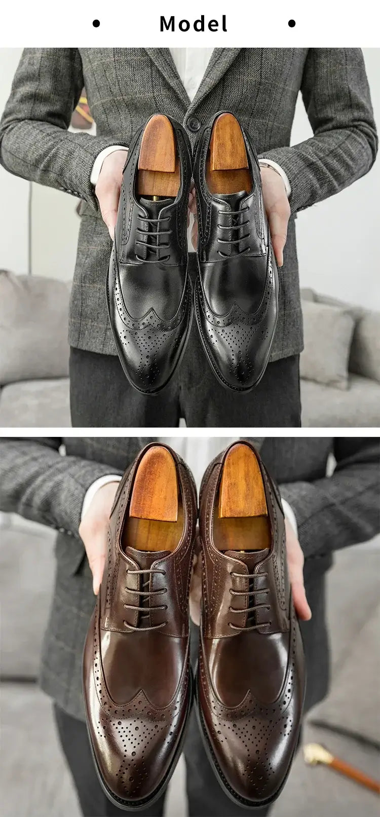 Men's Multi-Color Breathable Leather Wedding Brogue Shoes