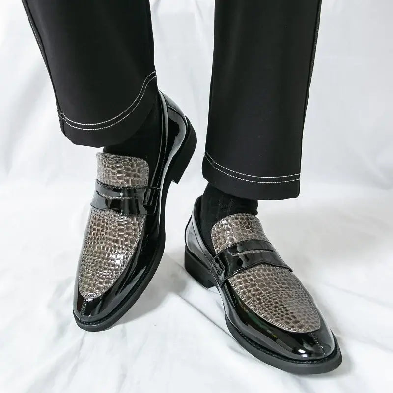 Men's Color-Block Round-Toe Business Loafers, Formal Wedding