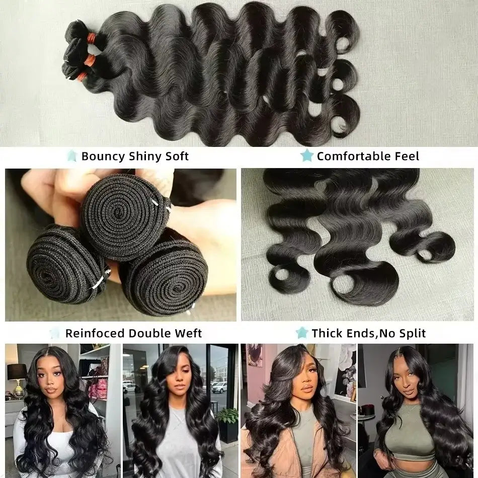 Raw Human Hair Bundles 28 30 inch Brazilian Hair Weave Bundles Body Wave Sew In Remy Hair Extensions 3 4 Bundle Virgin Hair Weft