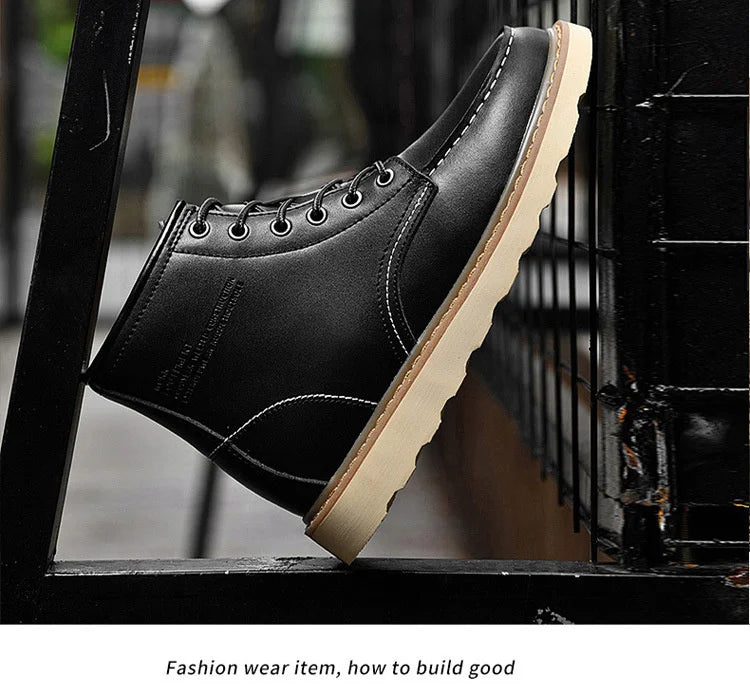 Men's Hidden Heel Elevator Leather Height Boots 6-10CM