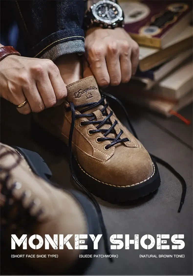 Men's Vintage Lace-Up Thick-Sole Low-Cut Work Dress Shoes