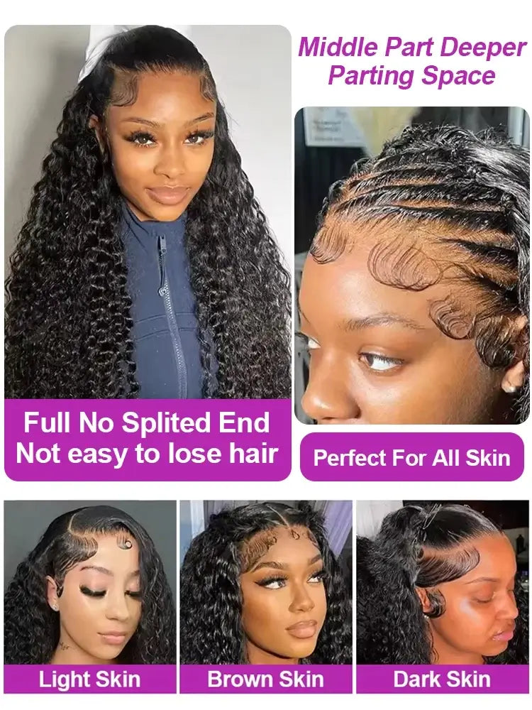 300% High Density Loose Deep Wave 40 46 50 Inch 13x6 13x4 HD Lace Frontal Human Hair Wig Brazilian 360 Full Curly Wigs For Women.
