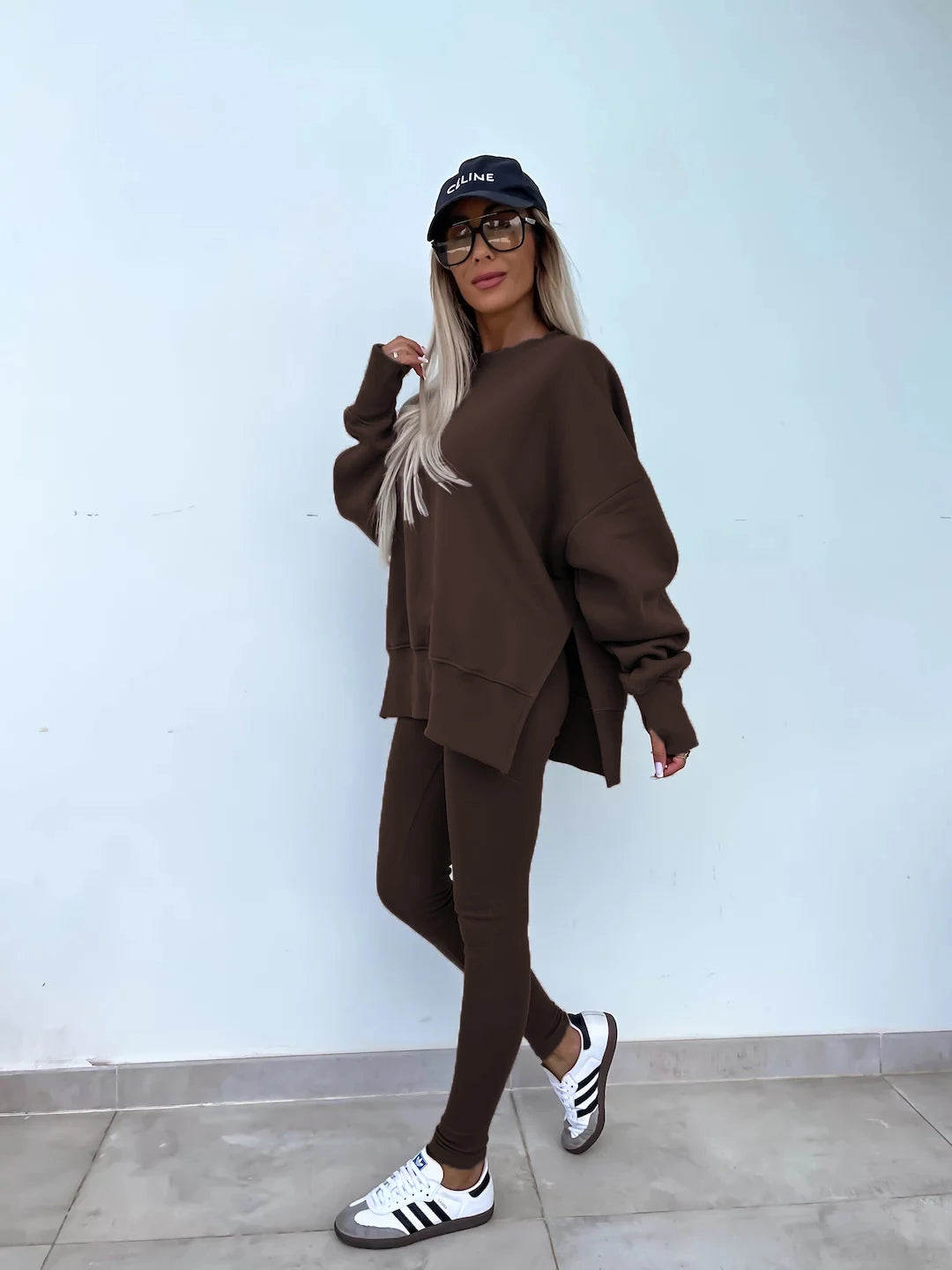 Women's Loose Shirt and Tight Pants Two-Piece Set