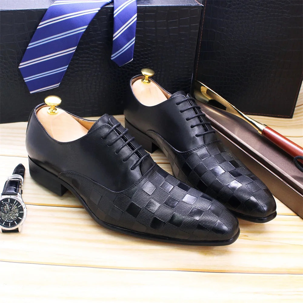 Men's White Leather Pointed-Toe Oxford Dress Shoes Sizes 6-13