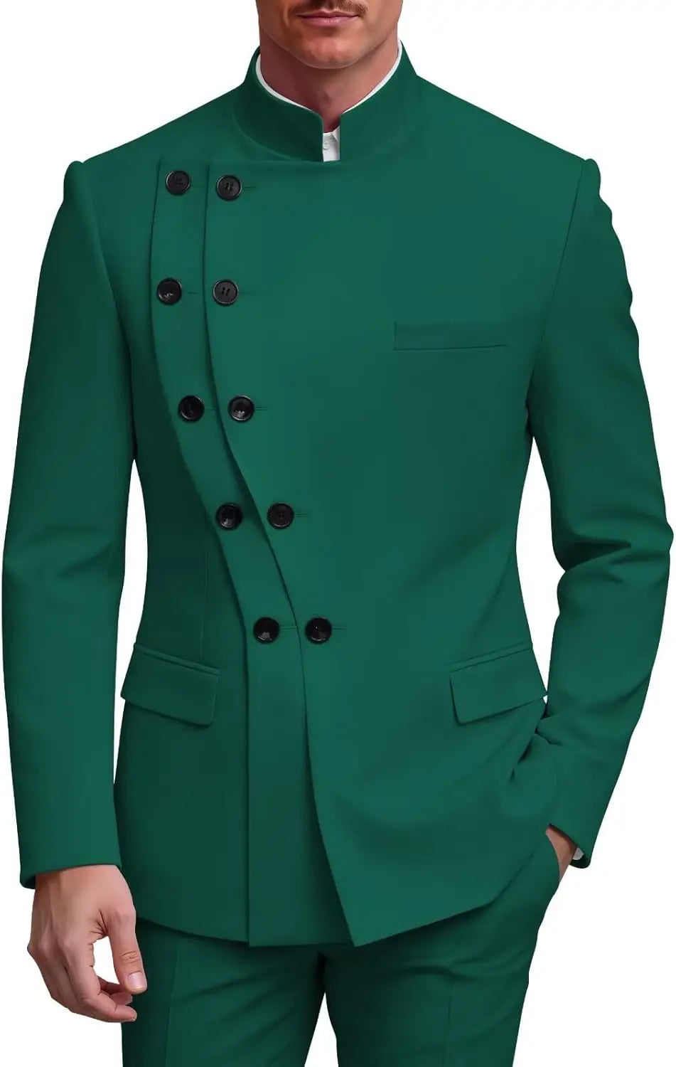 Men's Slim Fit Stand Collar Wedding Tuxedo Set