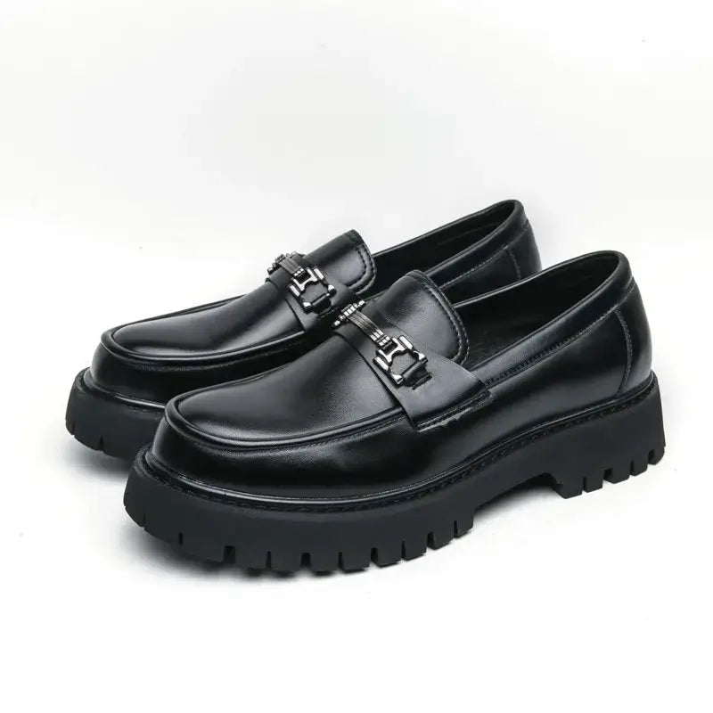 Men's British Metal Buckle Leather Loafers