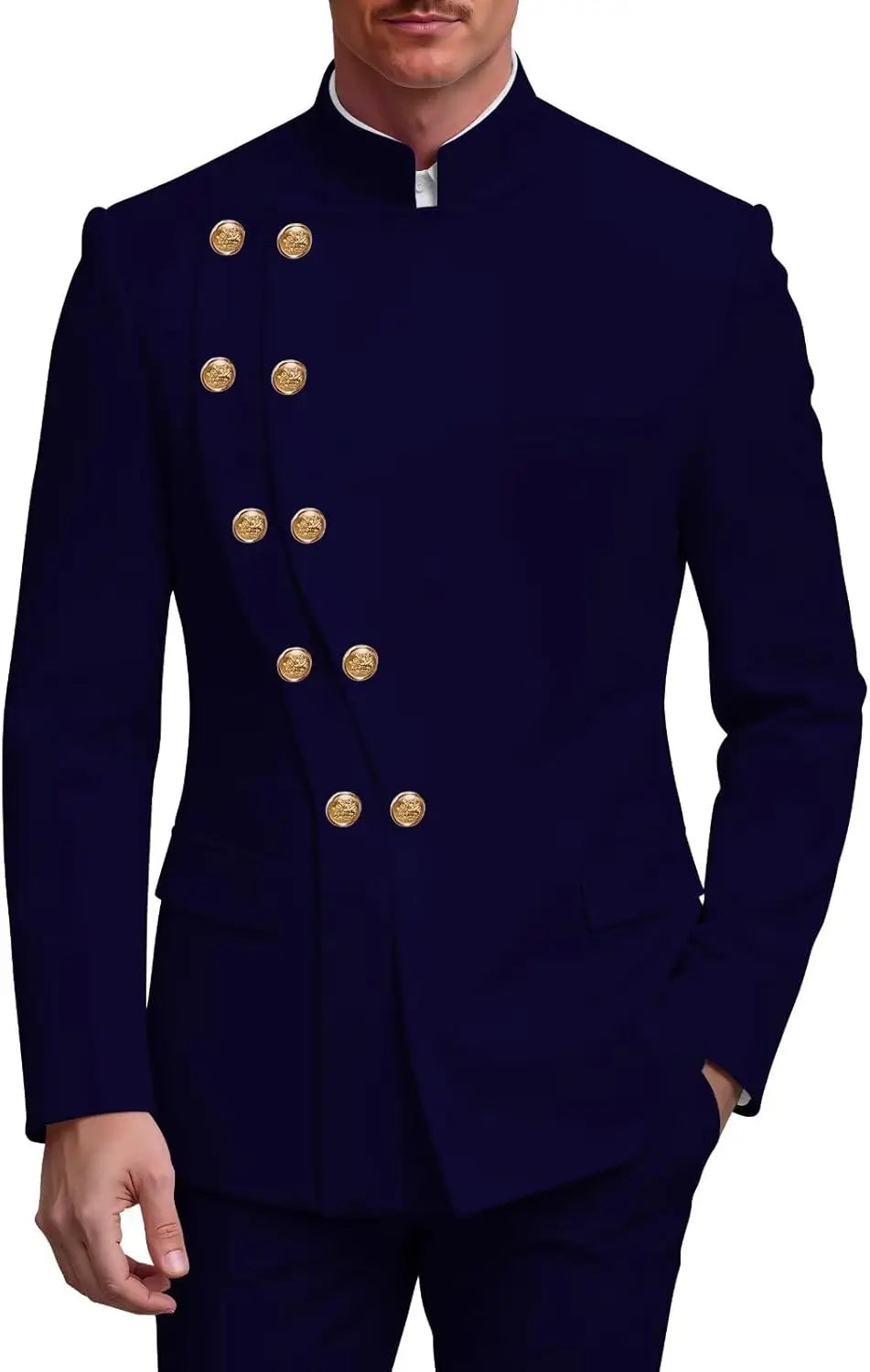 Men's Slim Fit Stand Collar Wedding Tuxedo Set