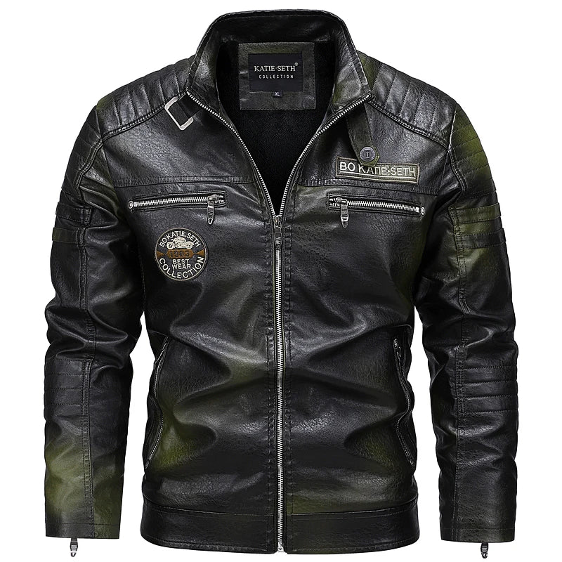 Men's Winter Motorcycle Leather Jacket