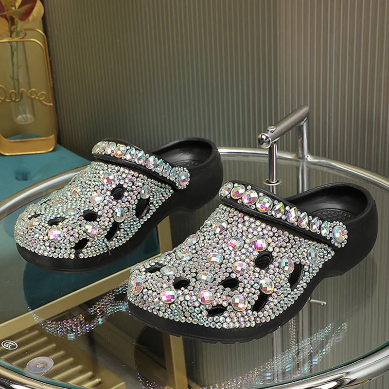 Women's EVA Rhinestone Beach Slide Slippers, Sizes 35-41
