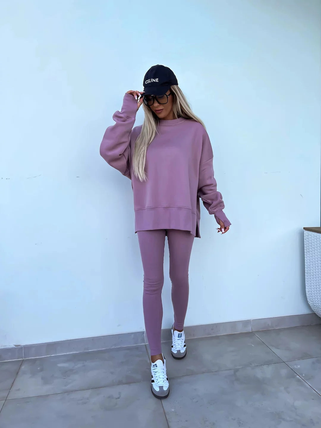 Women's Loose Shirt and Tight Pants Two-Piece Set
