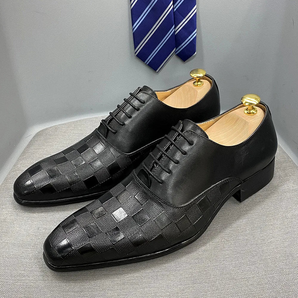 Men's White Leather Pointed-Toe Oxford Dress Shoes Sizes 6-13