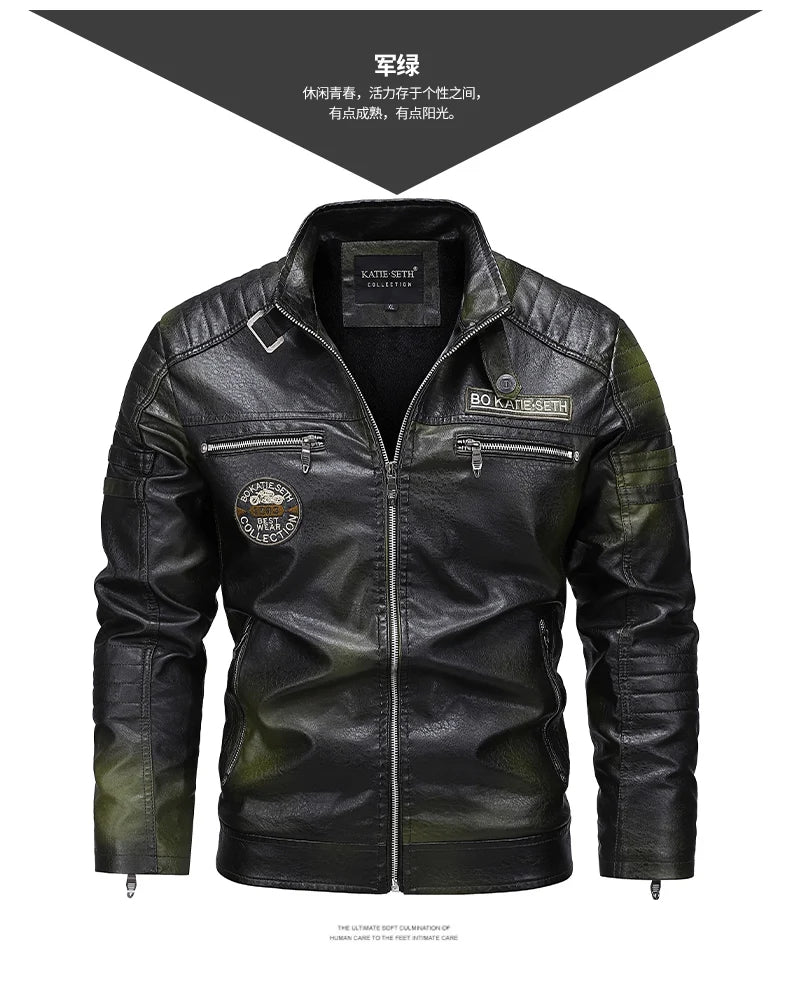 Men's Winter Motorcycle Leather Jacket
