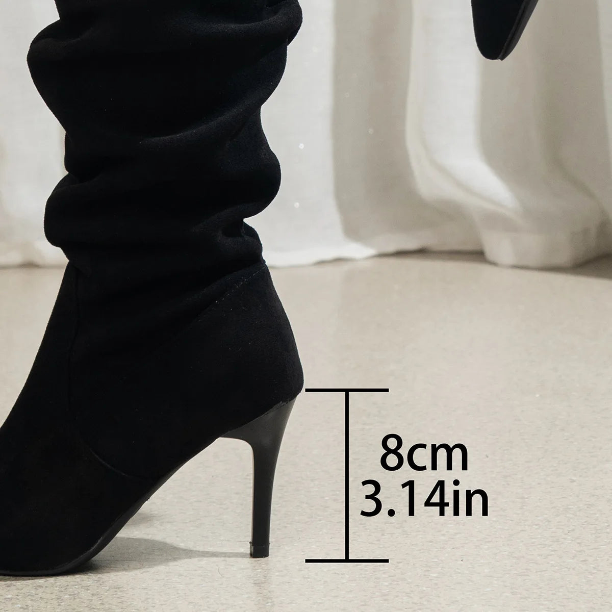 Women's Pointed-Toe Suede Knee-High Heeled Boots