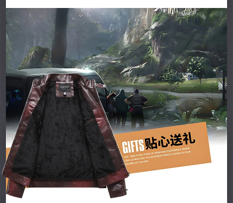 Men's Winter Motorcycle Leather Jacket