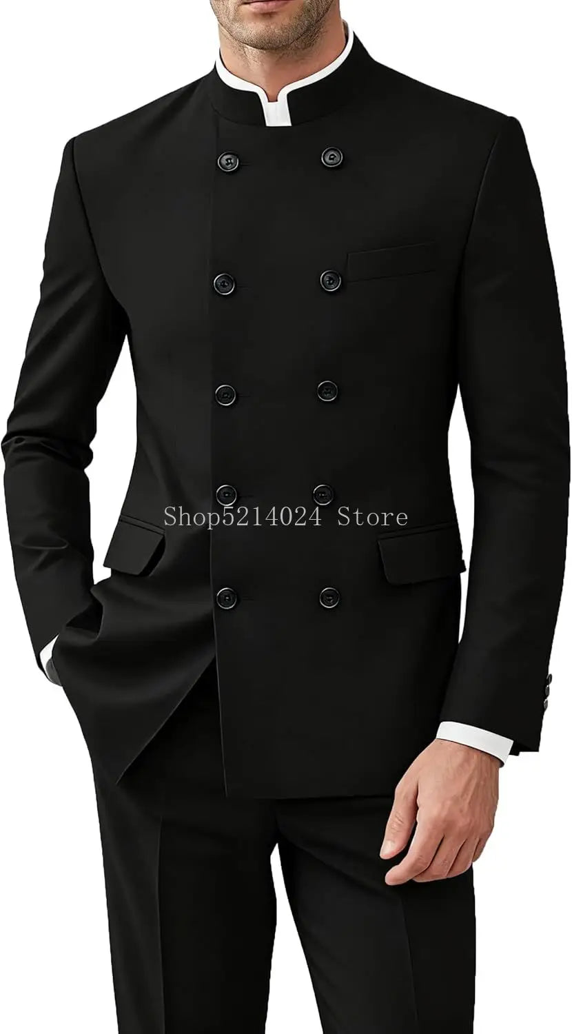 Men 2 Pieces Suit for Men Gold Button Jacket Pant Set Traditional Wedding, Casual and Business