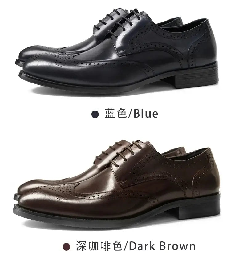 Men's Multi-Color Breathable Leather Wedding Brogue Shoes