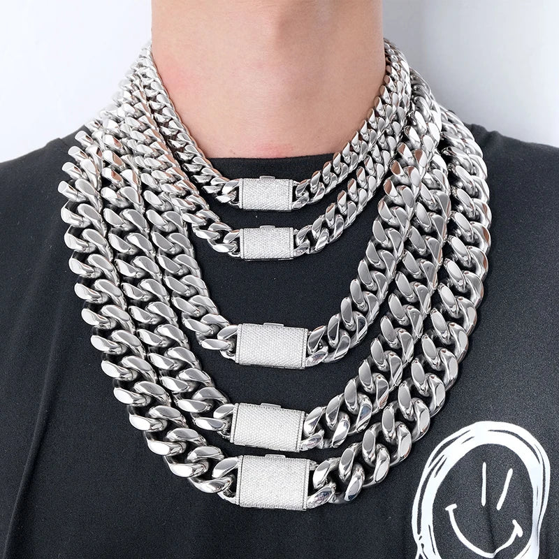 Stainless Steel Cuban Miami Link Chain Necklace