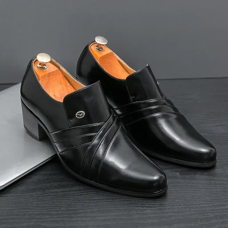 Men's Pointed Leather Height-Increase Business Dress Shoes