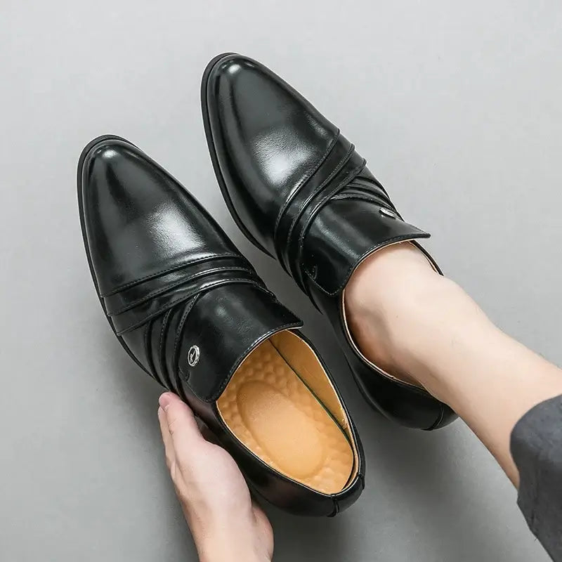Men's Pointed Leather Height-Increase Business Dress Shoes
