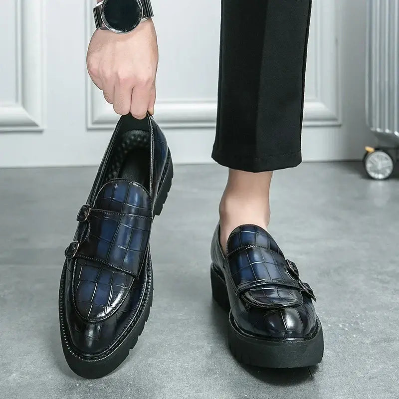 Men's Thick-Sole Soft Monk Strap Loafers, Party Wedding Street Shoes