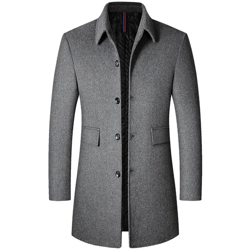 Men's Wool Turn-Down Collar Long Winter Coat