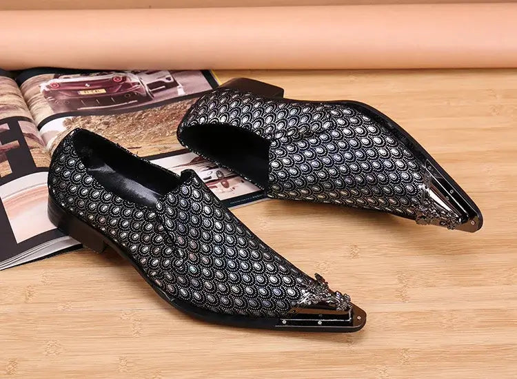 Men's Pointed Metal Toe Party Dress Shoes