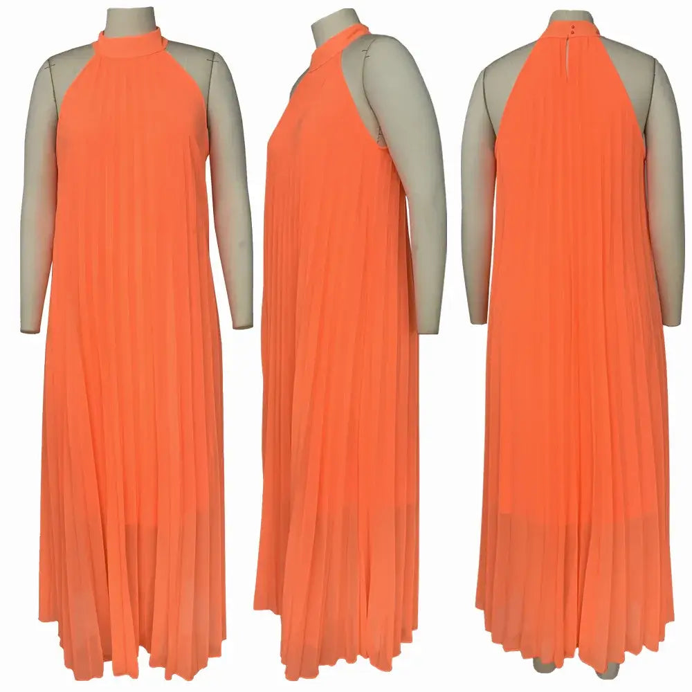 Women's Plus-Size Halter Hollow Split A-Line Bandage Maxi Dress