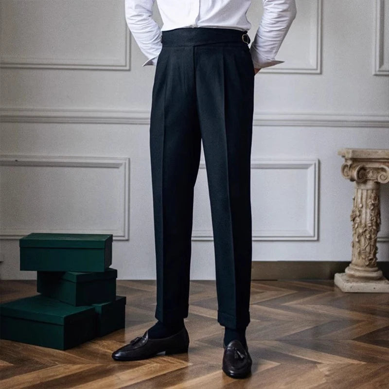 Men's Naples Slim-Fit Dress Pants British Retro Trousers