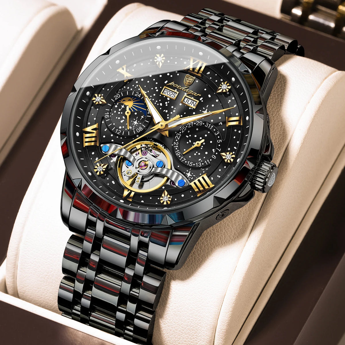 Men's Automatic Mechanical Stainless Steel Calendar Watch